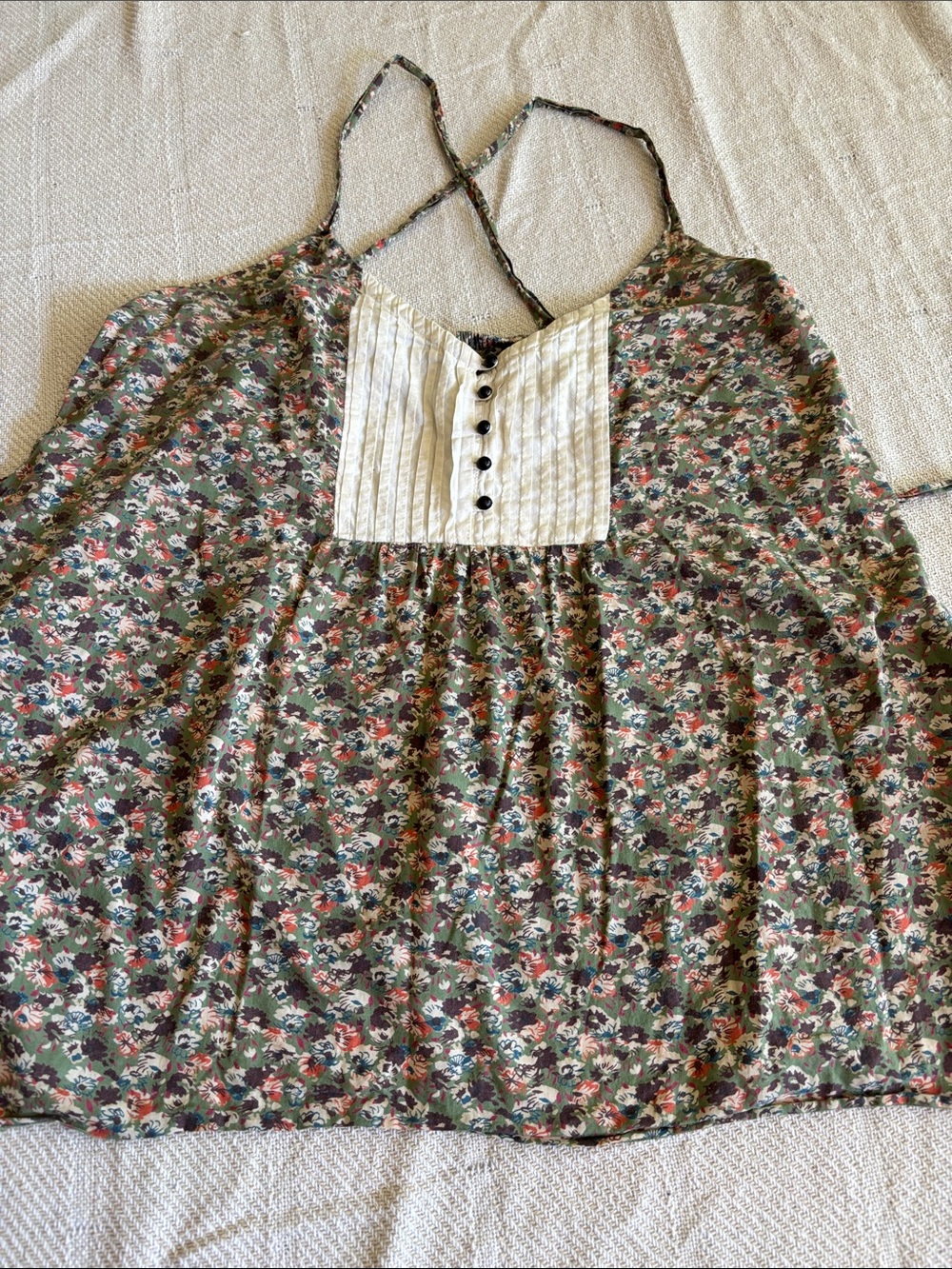 Vintage Torrid Cottage Core Floral PintuckPleat Spaghetti Strap Plus Size 2 (2X)